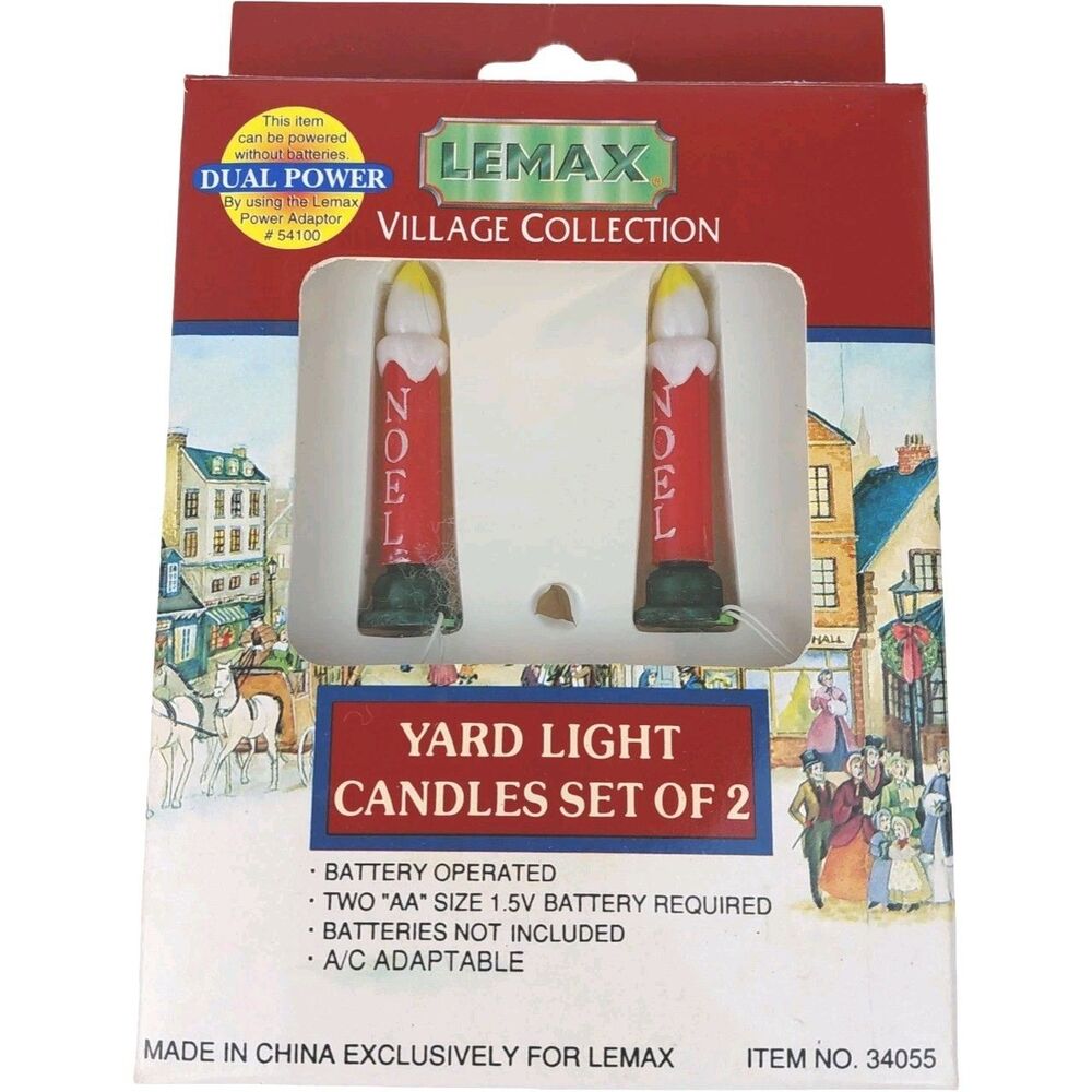 Lemax Village Collection Yard Light Noel Red Candles Set In Box